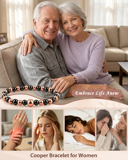 Women's magnetic copper bead bracelet for daily wellness, wrist comfort, and peaceful sleep