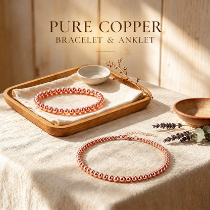 Pure Copper Anklet with Steel Links
