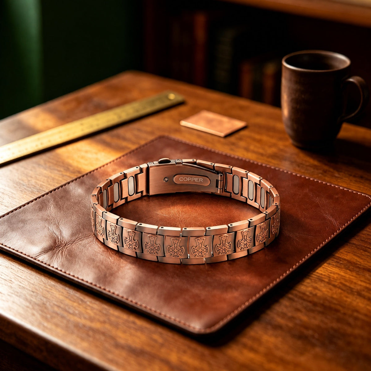 Magnetic Copper Link Bracelet — Black